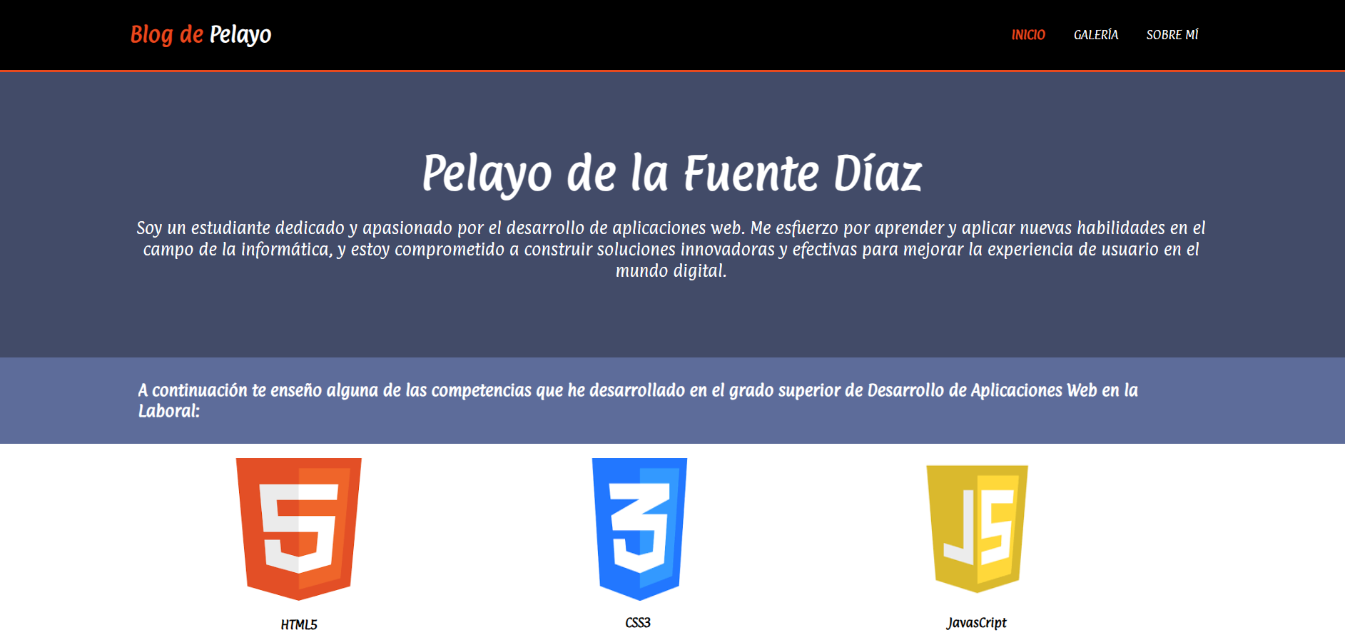 Screenshot of web app
